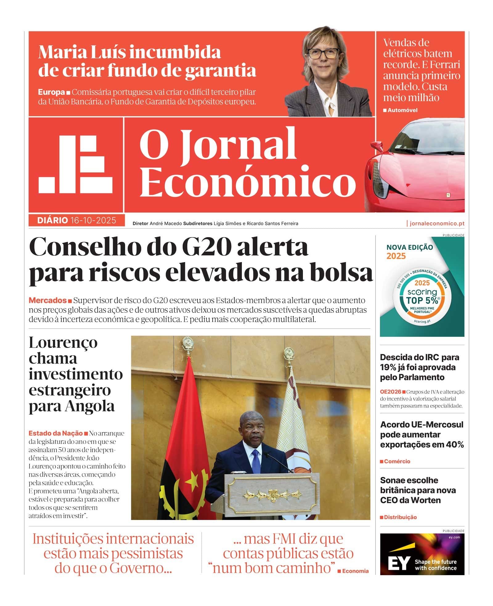 Nova Edição do Jornal Financeiro de 16 de Outubro